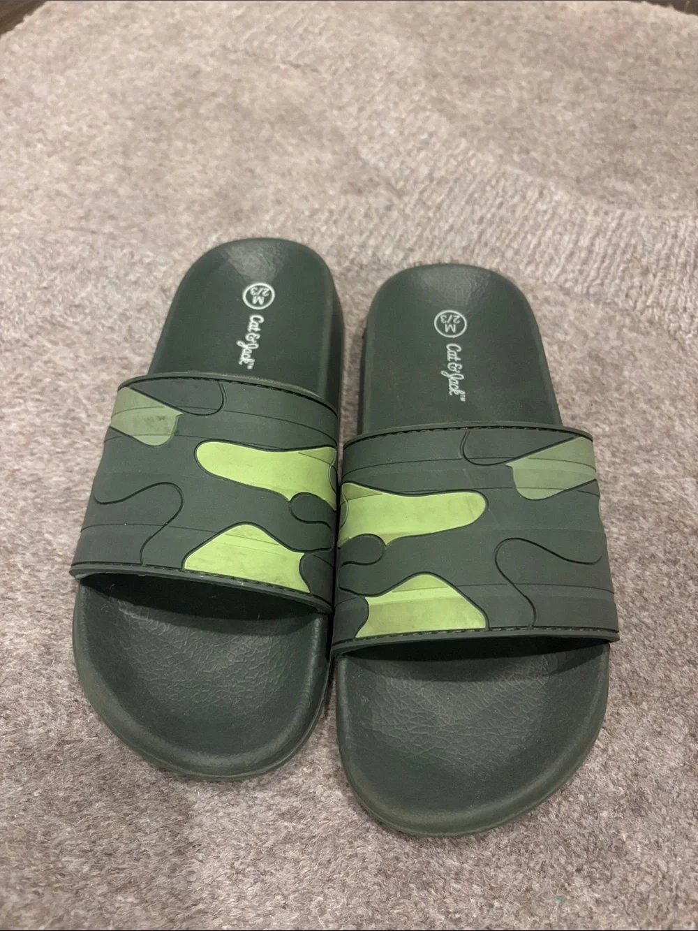 Cat & Jack Green Camo Slide Sandals